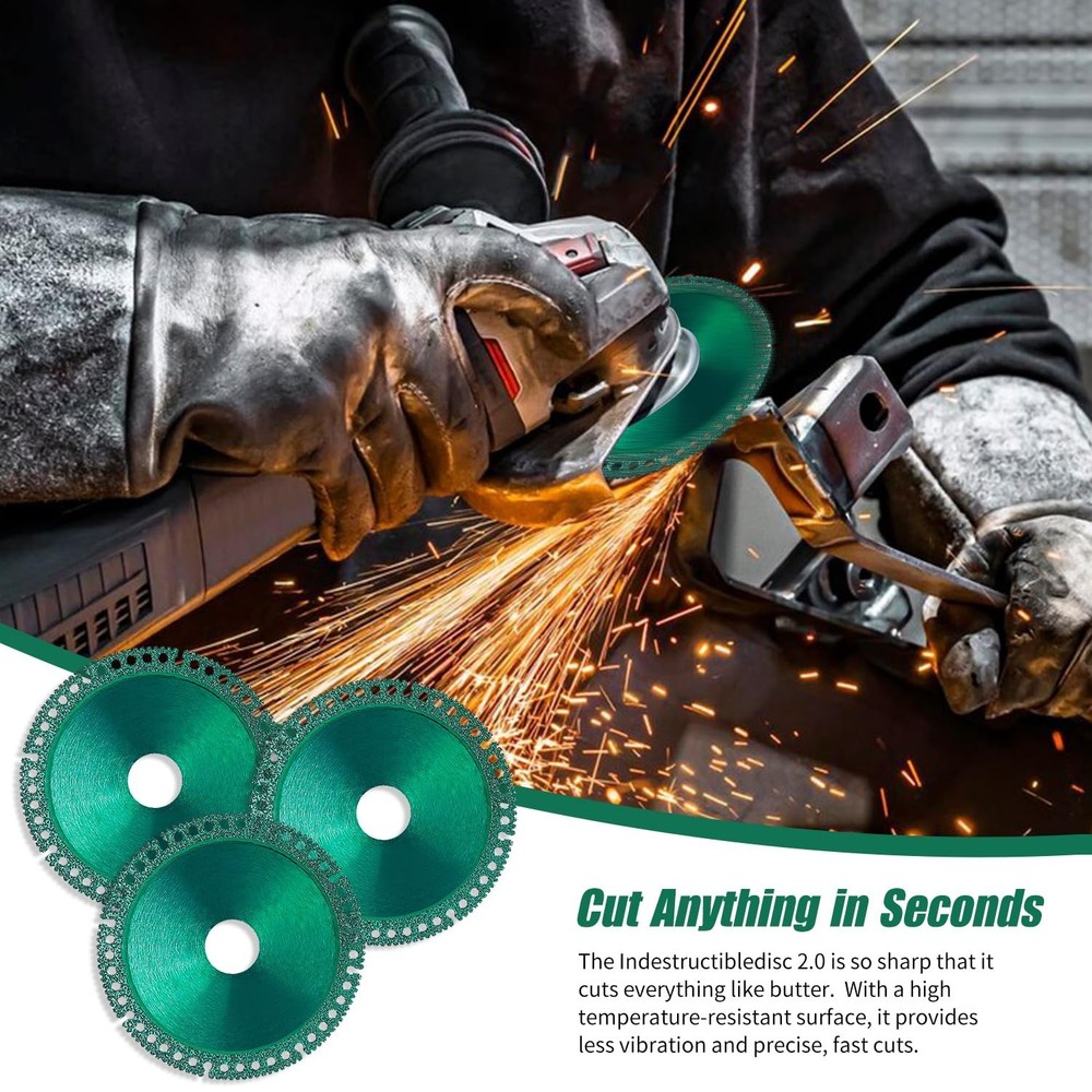 Indestructible 4" Cutting Disc Set for Smooth, Fast Angle Grinder Cuts - 3 Pack
