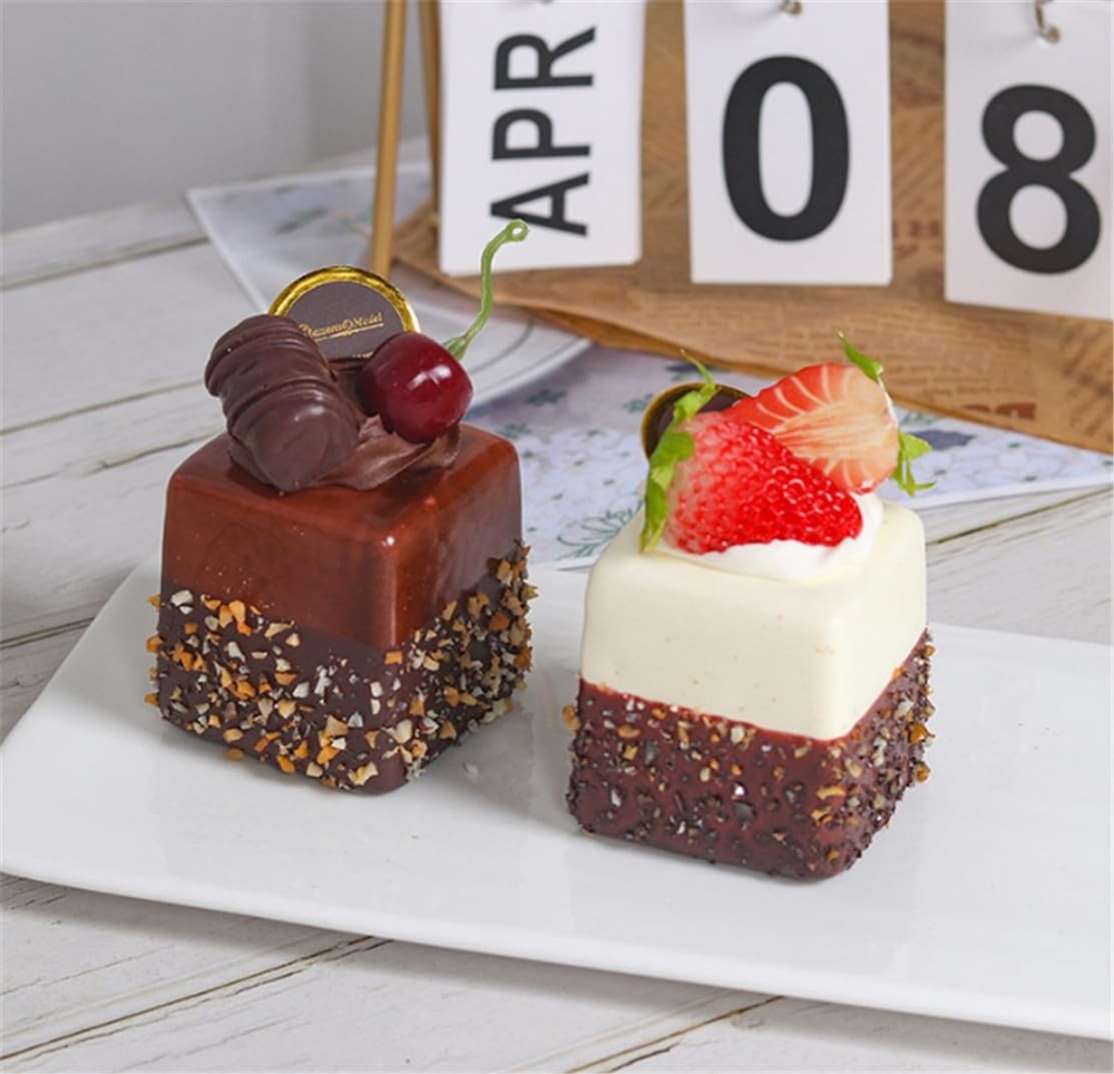 Skyseen 4PCS Artificial Chocolate Fruit Cake Fake Cupcake Model Medium, A