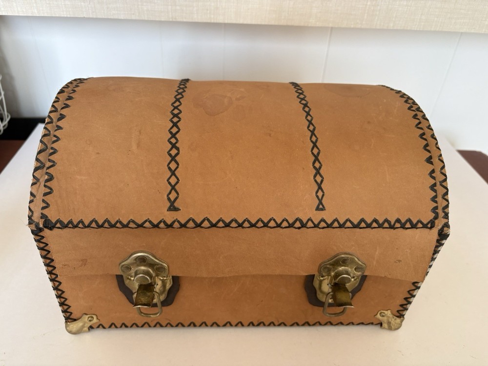 Cedar and Leather Mini Trunk Box