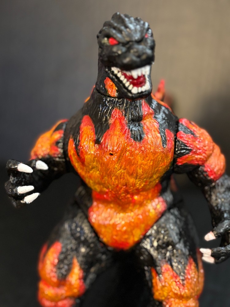 Trendmasters Godzilla 9"-10" 1994 Custom "BURNING GODZILLA" Figure (Restored).