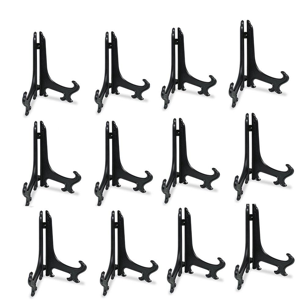 6 Inch Black Display Easel Stands Plate Holder 12 Pack
