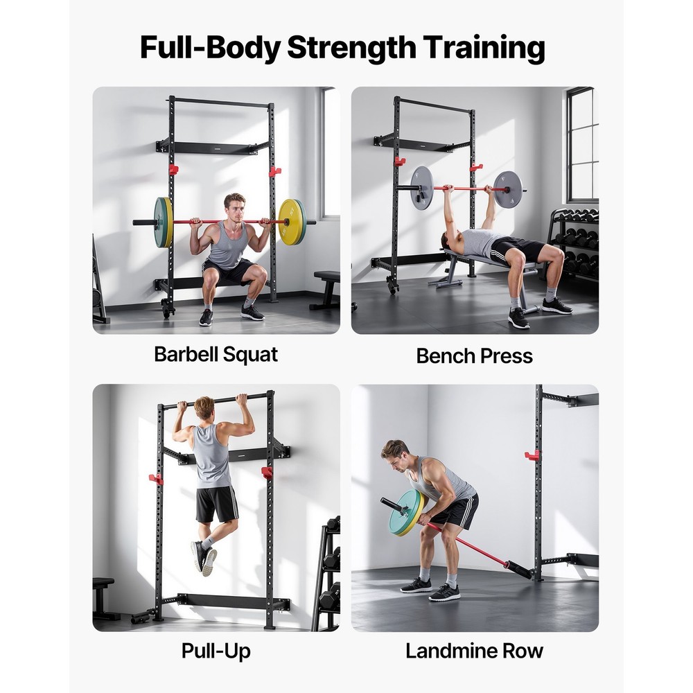 Uimoso Folding Wall-Mounted Squat Rack for Strength Training and Workouts