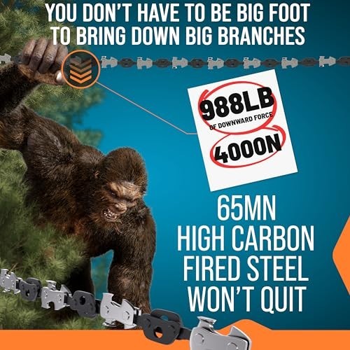 53" Rope Chain Saw - Sharp Manual Tree Limb Cutter - Easy Pocket Chainsaw, Zero