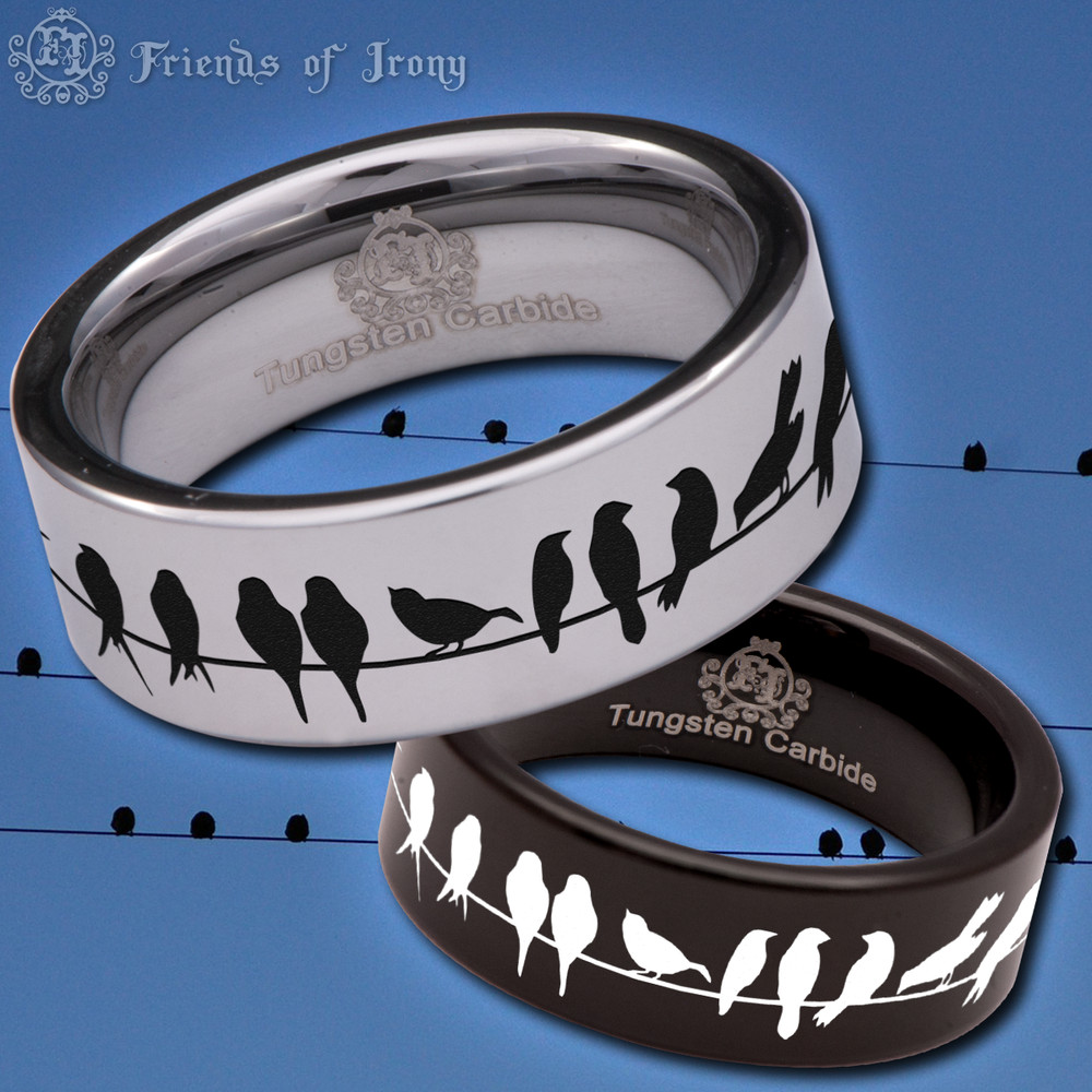 Birds on Wire Tungsten Carbide Ring