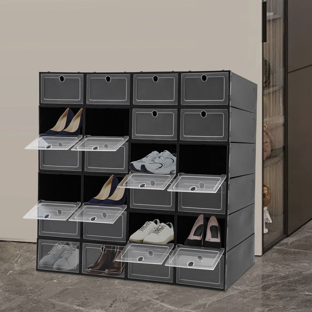 24 Pack Shoe Storage Boxes, Stackable Shoe Boxes, Shoe Storage Organizer NEW