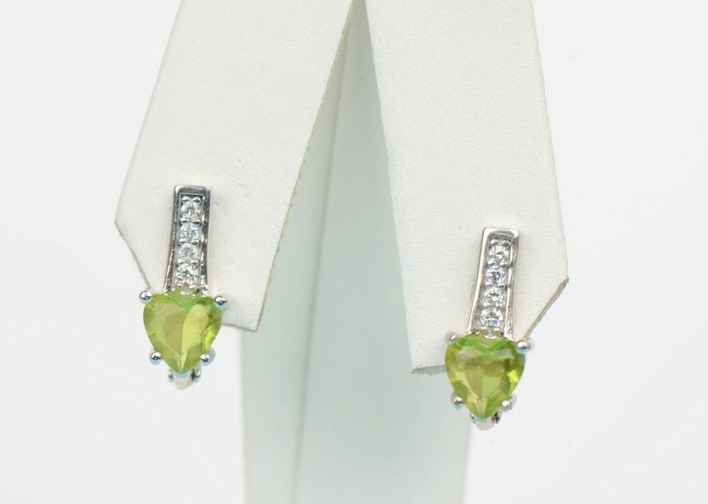 Heart Birthstone Sterling Silver Earrings