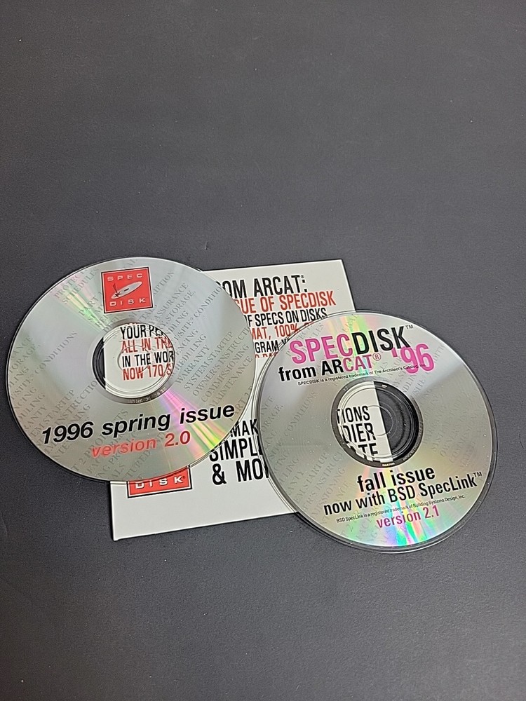 Spec Disk 1996 Spring Issue ArCat 96 speclink bsd 2 disc lost media