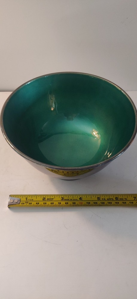 TOWLE Silverplate Bowl With Teal Enamel Inside