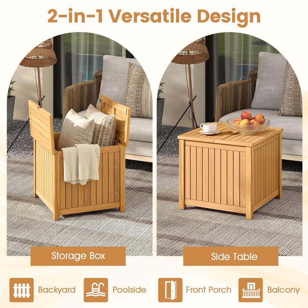 2-in-1 Outdoor Side Table w/Storage, Umbrella Hole & Removable Base for Backyard