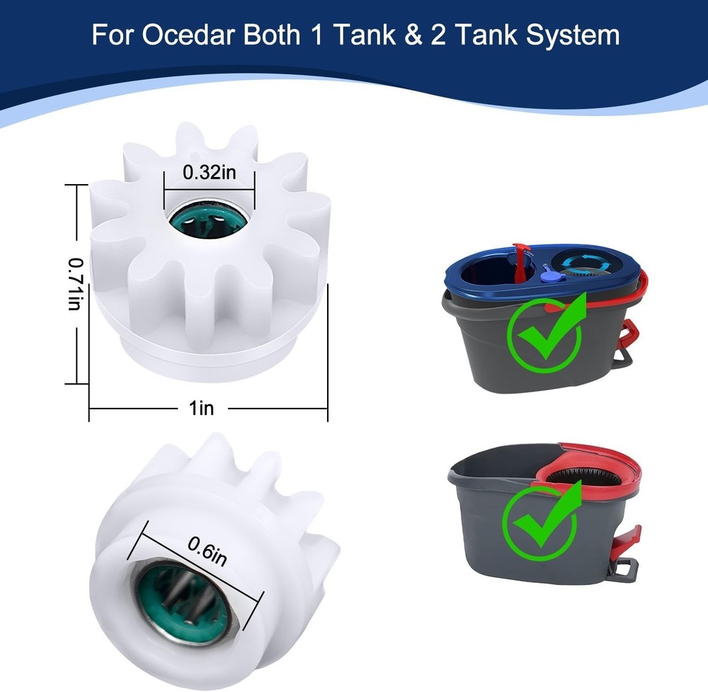 2 Pcs Easy Mop Replacement Gears for Oceda Vilida Spin Mop - Durable & Efficient