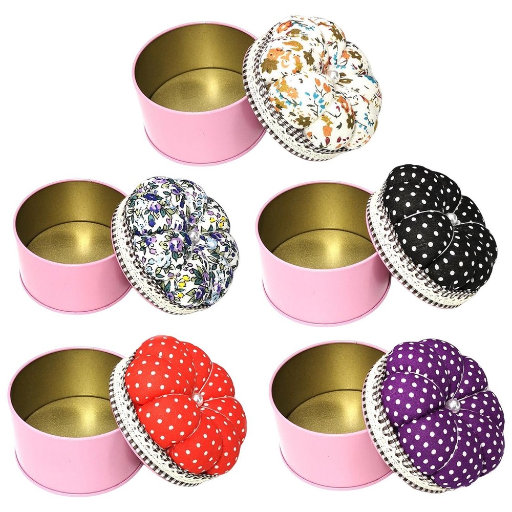 Floral Pattern Pin Cushion Pincushion with Storage Case 7.6cm for DIY Craft