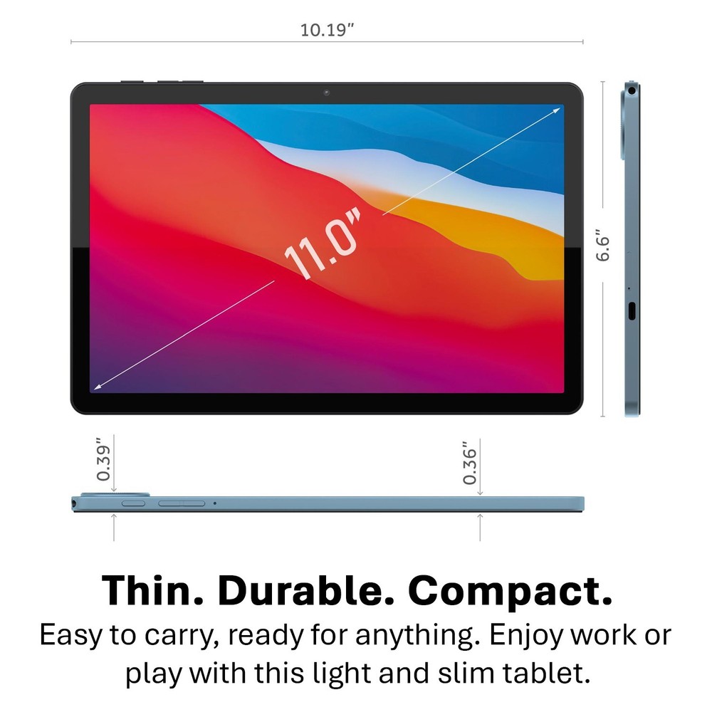 tabtoday 11 inch Tablet, Android 14, Octa-Core Processor 128GB ROM, WiFi - Blue