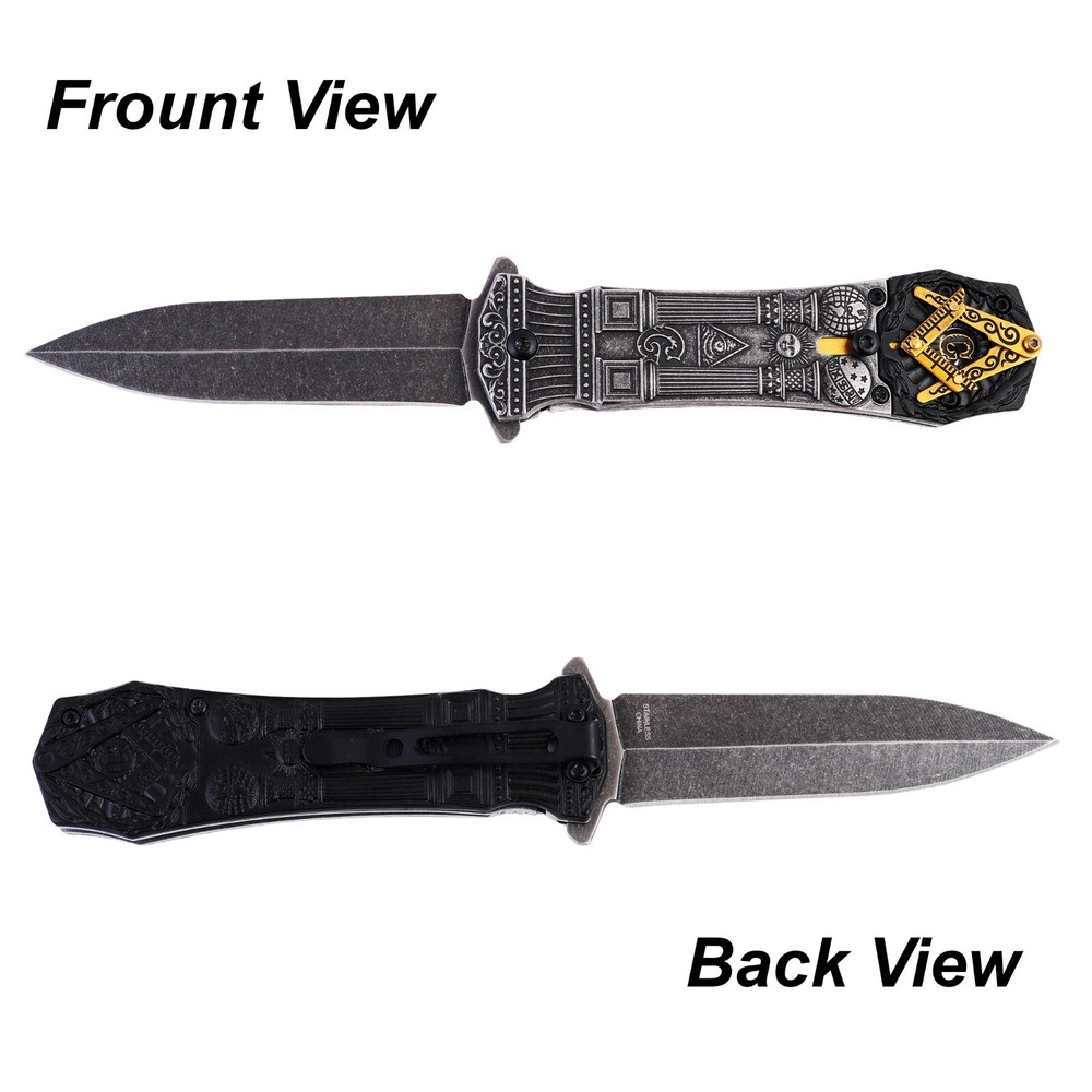 Masonic Folding Knife, Engraved Masonic Logo Expertly Crafted| Pocket Knife