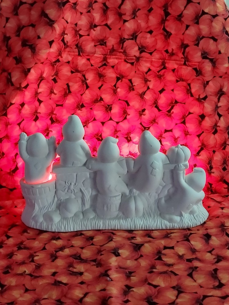 Ceramic Bisque~ Ready to Paint ~Ghost Fence Scene Rice Light Included