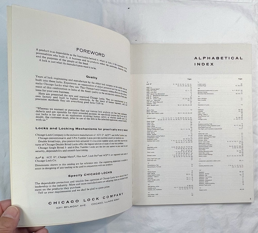 CHICAGO LOCK COMPANY Catalog 185 Printed 1984