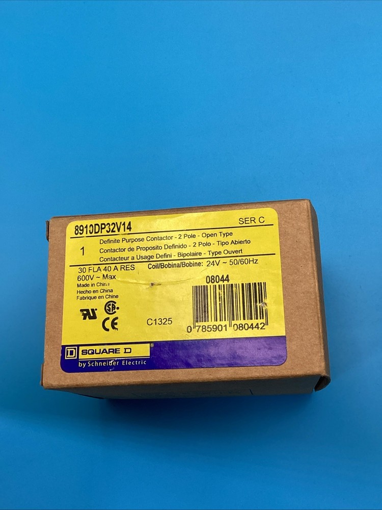 SQUARE D 8910DP32V14 Definite Purpose Contactor Ser C (ships FREE) New Open Box