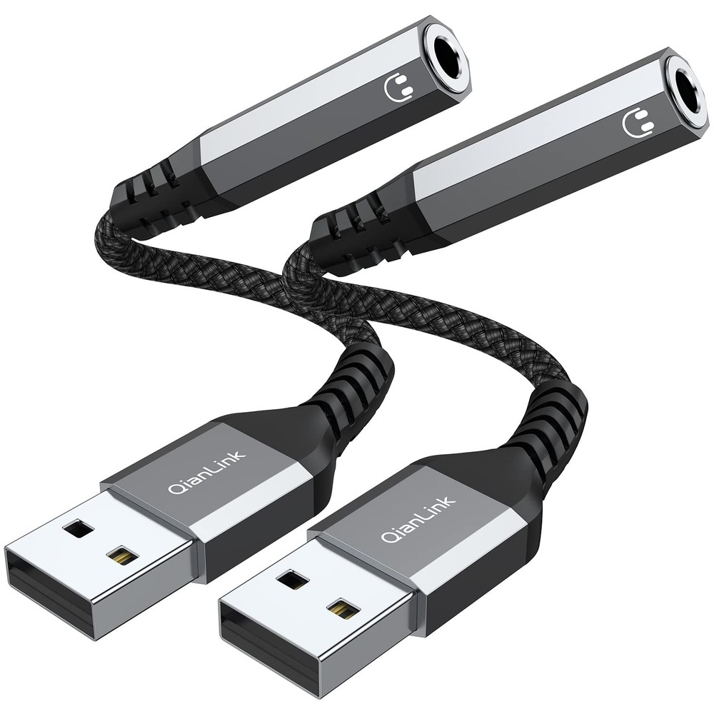 USB to 3.5mm Jack Audio Adapter (2-Pack), Headset,...