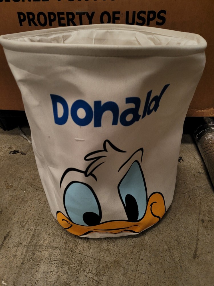 Donald Duck White Fabric Laundry Hamper