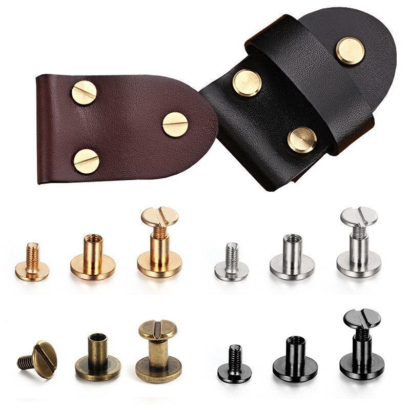 Flat Belt Craft Chicago Solid Rivet Screw Leather Nail Stud Heads Brass