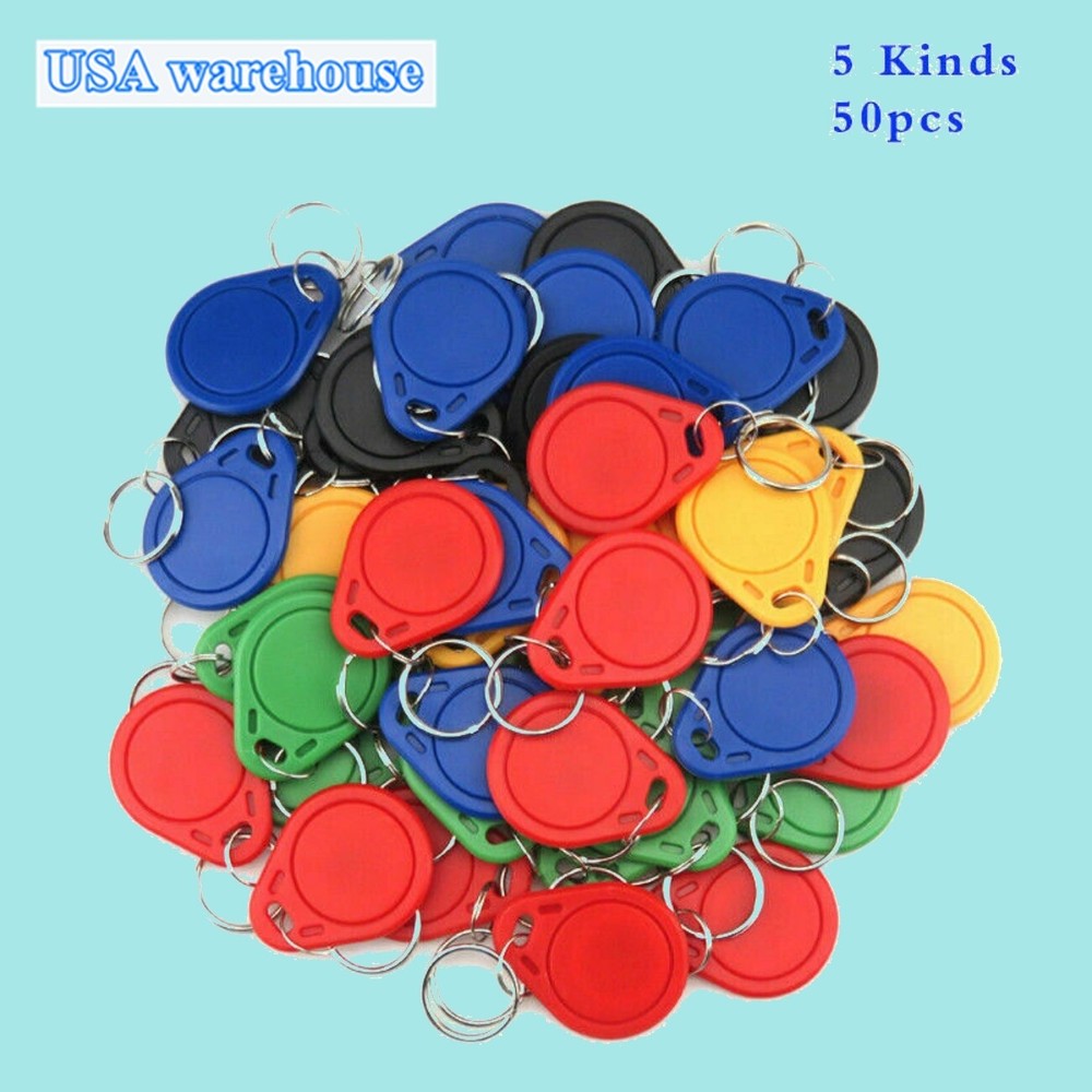 50Pcs RFID 125KHz Writable Rewrite T5577 Keyfobs Proximity Access Tags