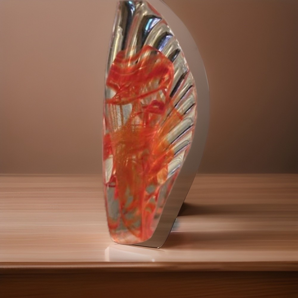 Small Unique Orange Fire Glass Ornament