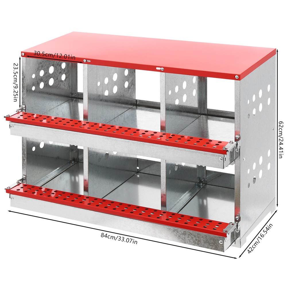 2-layer Egg Box Chicken Coop 6 Compartments Chicken Nesting Box For Poultry
