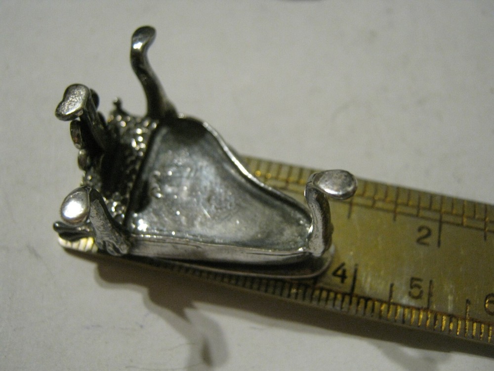 Solid Sterling Silver Hinged Top GRAND PIANO 1 1/2" Long, 19 grams