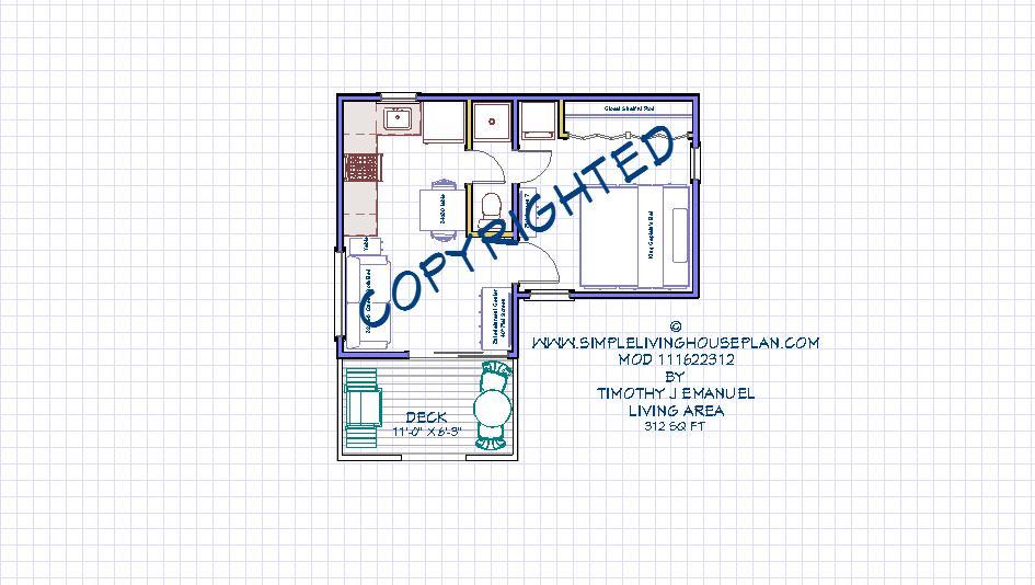 312sqft - 16'x22' - 1bedrm1bathTiny House design - ala cart