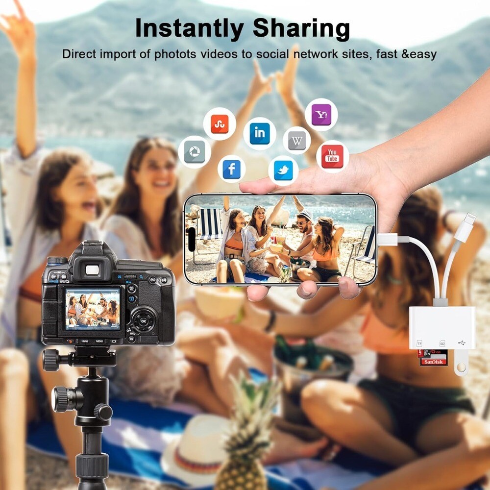 Memory Card Reader 3-in-1 USB 3.0 OTG Adapter SD Card Reader For iPhone/iPad