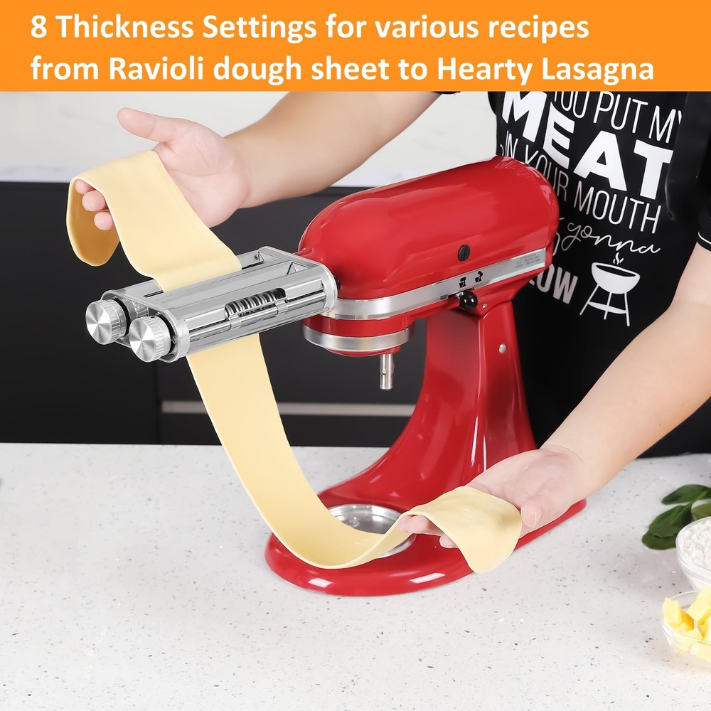 Pasta Maker Attachment for KitchenAid Stand Mixers, Sturdy 3 in 1 Set Include...