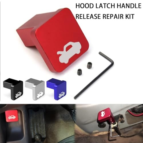 Hood Latch Release Handle, Heavy Duty Billet Aluminum Hood Puller Cable Black