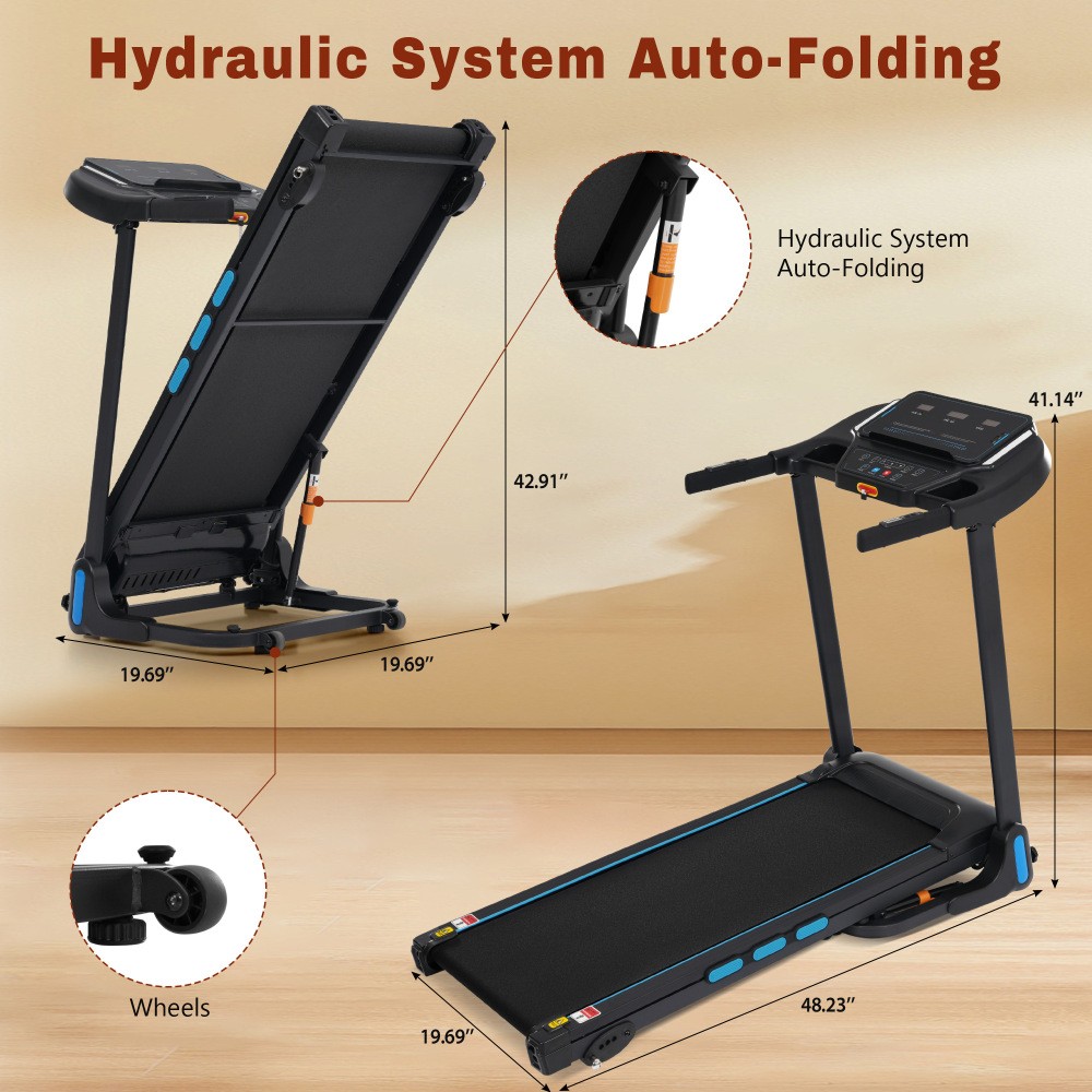 Home Treadmill w/Incline 3.5HP - Foldable, Bluetooth, HR Sensor, USB-C