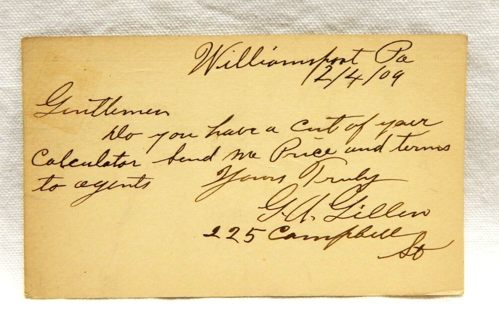 UX19 WILLIAM McKINLEY POSTAL CARD WITH 1909 POSTMARK