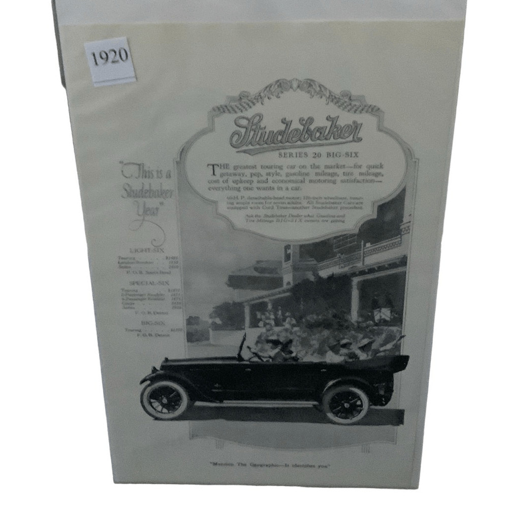 Vintage 1920 Studebaker Series 20 Big Six Ad Advertisement