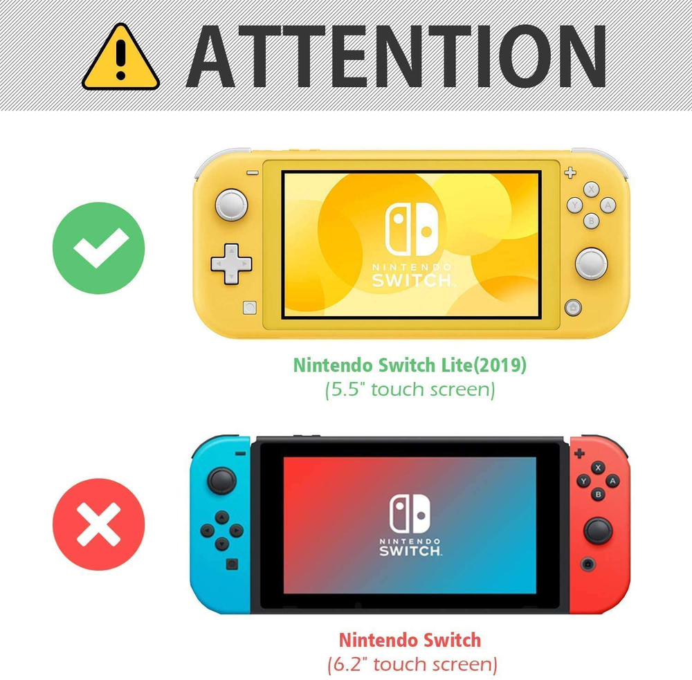 Nintendo Switch Lite Flip Case Cover Thin Slim Tempered Glass Screen Protector