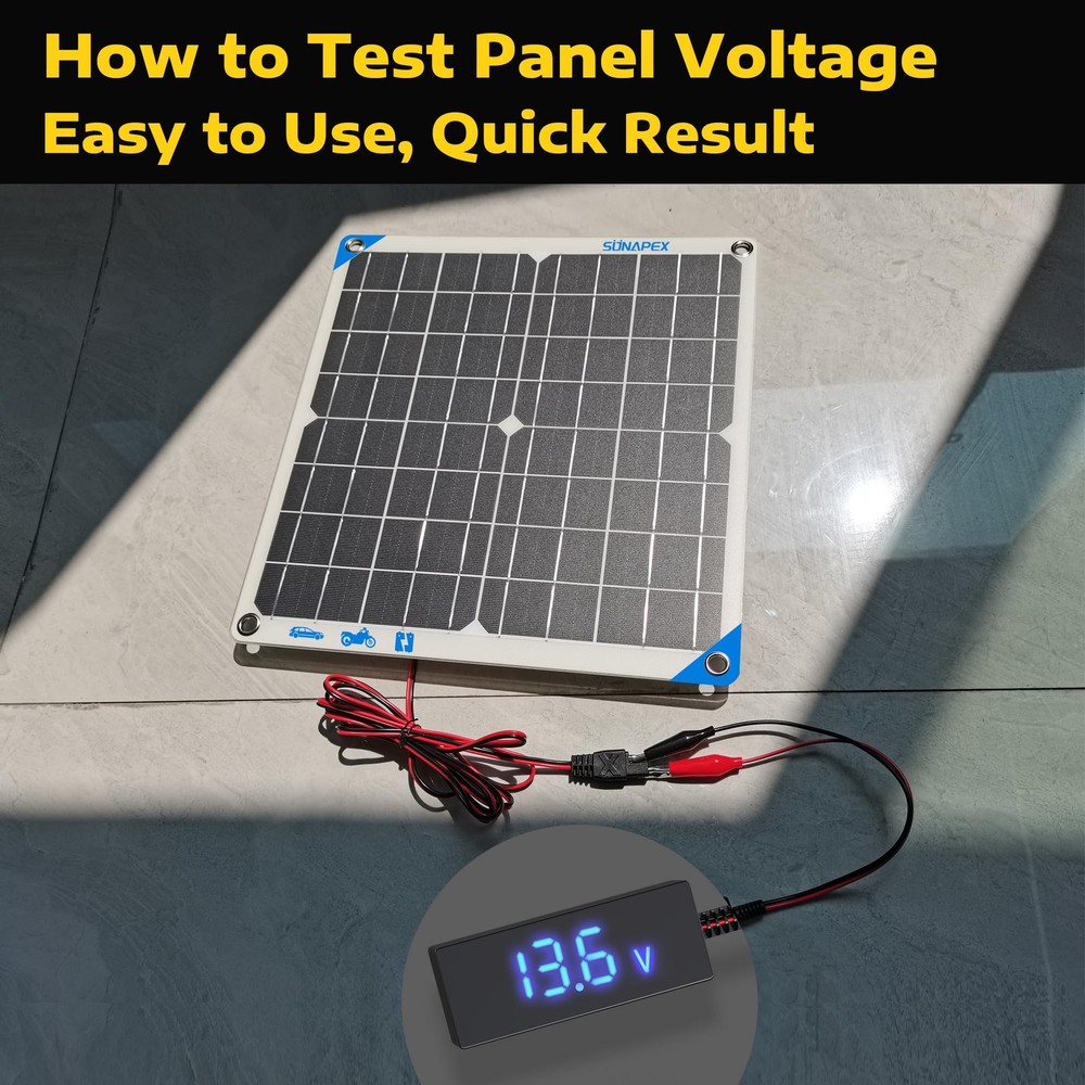SUNAPEX Digital Battery Voltage Tester - Voltmeter with LCD Black
