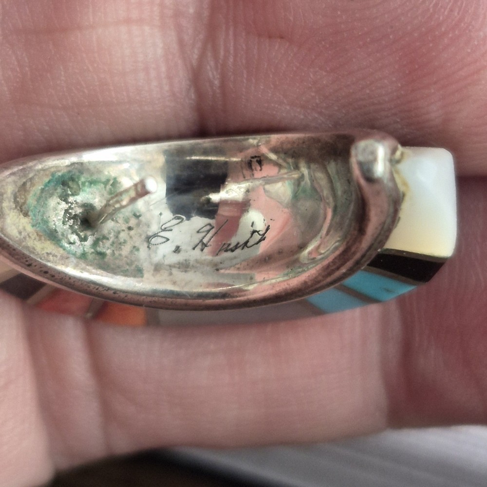 Native American Sterling Silver Earrings Multistone