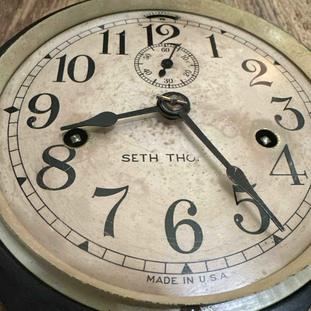1930 Seth Thomas Maritime Ships Deck Clock w/ Key 7 3/4" Bakelite, Works