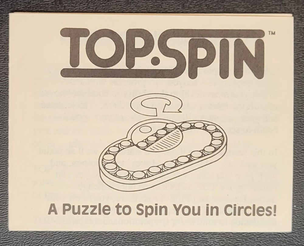 Vintage - Instructions ONLY - TOP-SPIN - Binary Arts