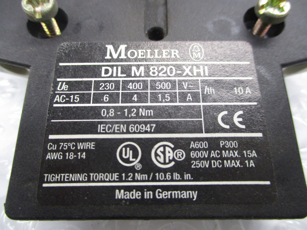 MOELLER DILM820-XHI AUXILIARY CONTACT MODULE UNMP