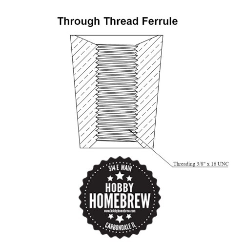 BEER TAP FERRULE SILVER /// SAME SIZE /// 3/8" TOP & BOTTOM ^v BEER FAUCET PULL