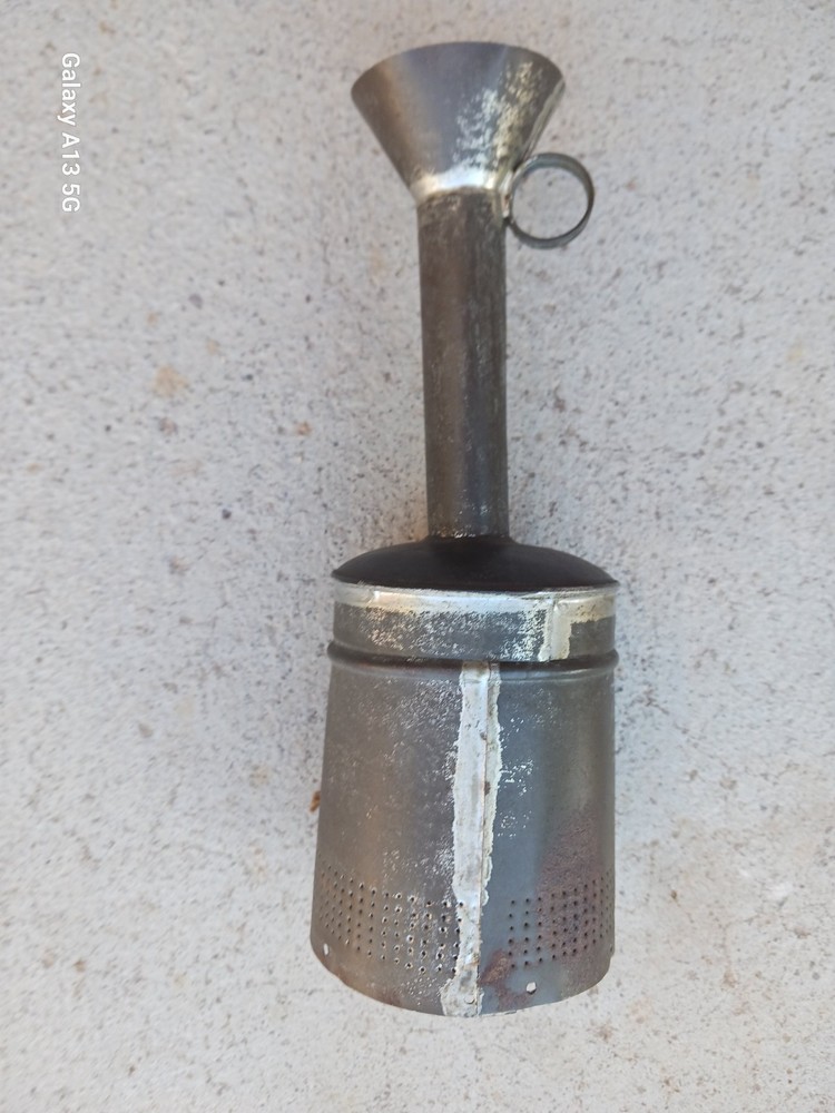 Unusual Antique 2-Piece Tin Primitive Kitchen or Household Strainer Kitchen Tool