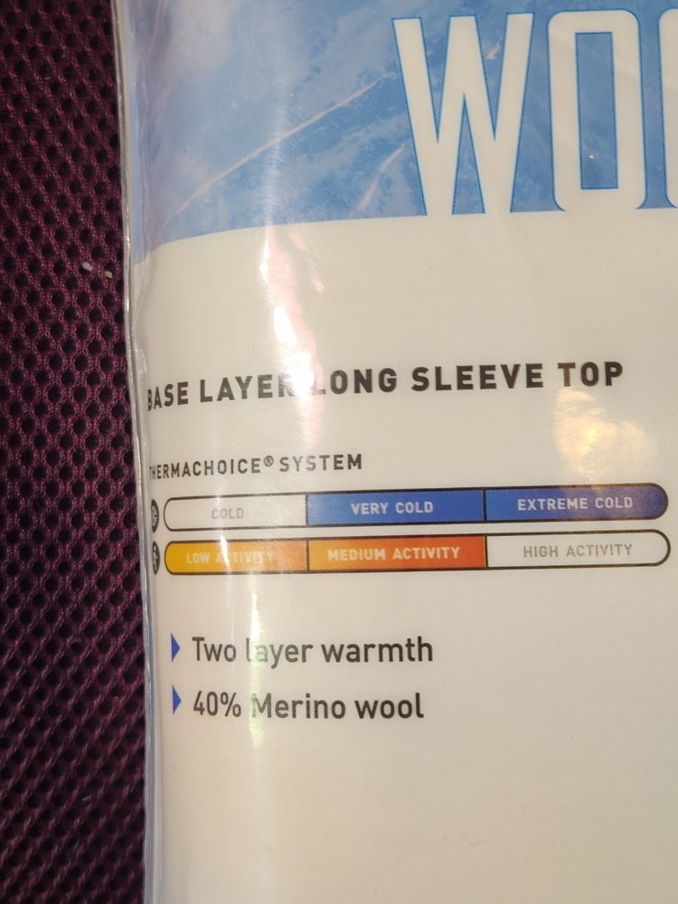 2-NEW ! Mens Large ColdPruf Authentic Wool Plus thermal top