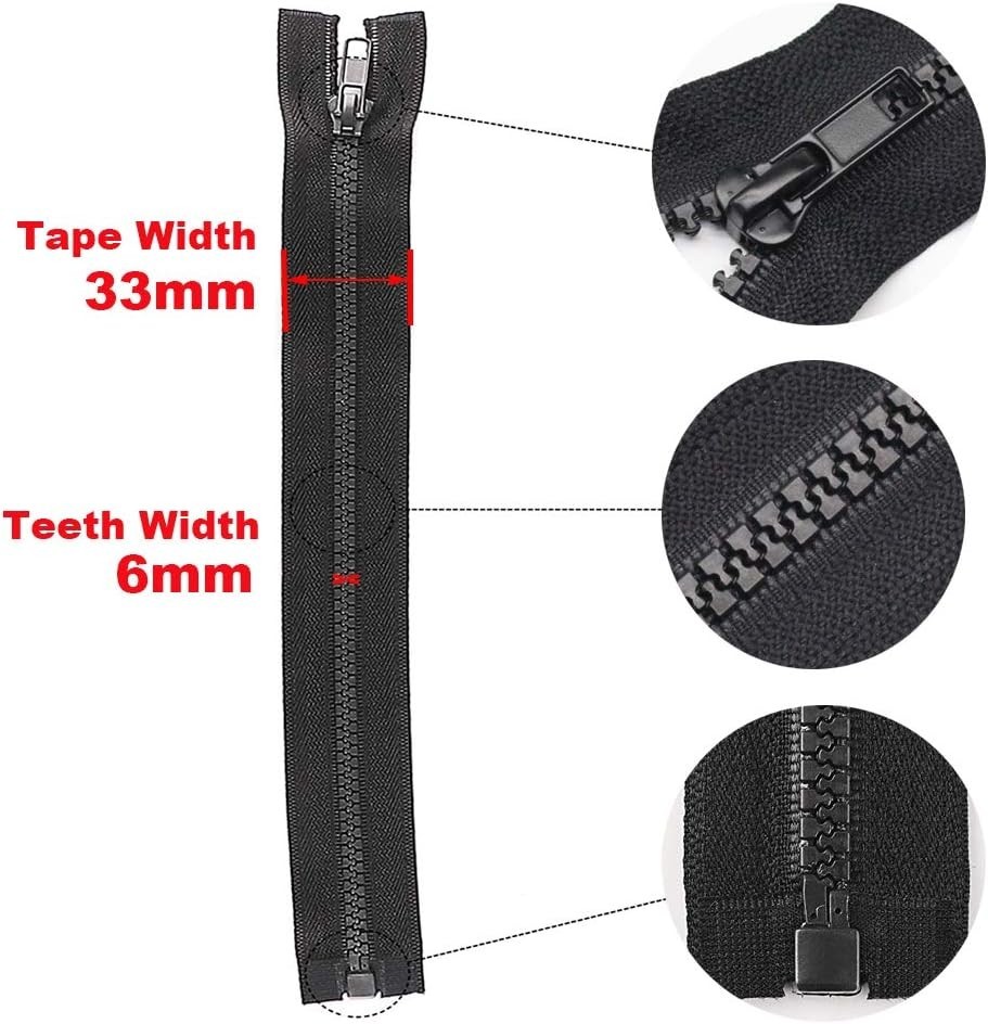 2 Pack 28 Inch Black Separating Zippers for Coats & Creative Sewing Projects