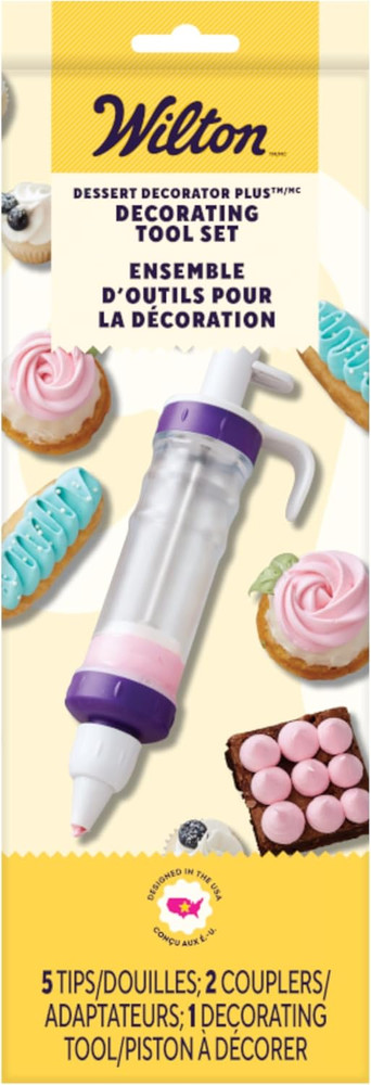 Professional Dessert Decorating Kit with Plunger Tool and Multiple Tips