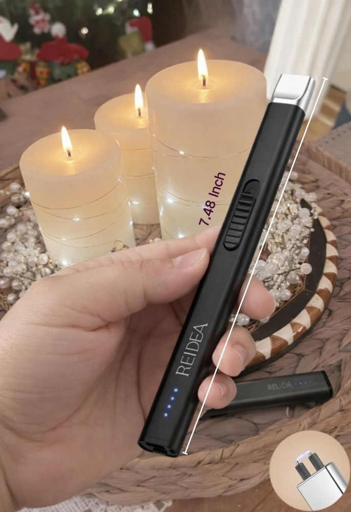 REIDEA 2 Pack Electric Arc Lighter, Windproof Small, 2 (Black )