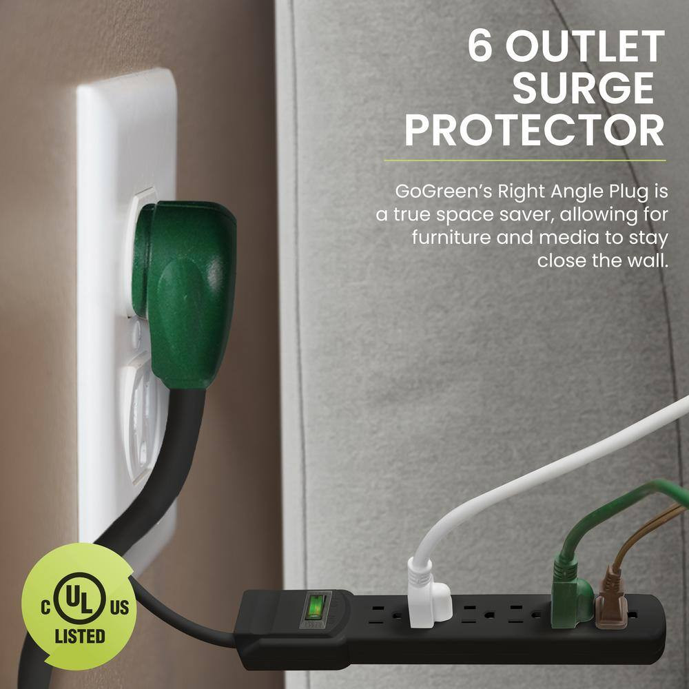 6-Outlet Surge Protector with 6 Ft. Cord, Black