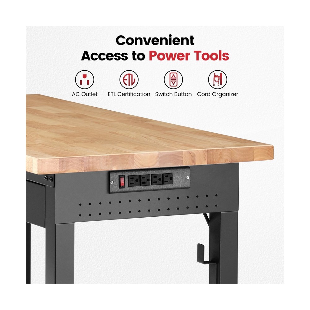 Workbench with Drawers 60 Inch Work Bench for Garage Adjustable Heavy Duty Ga...