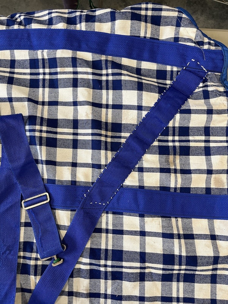 72” Cotton Stable Sheet Blue & White Plaid