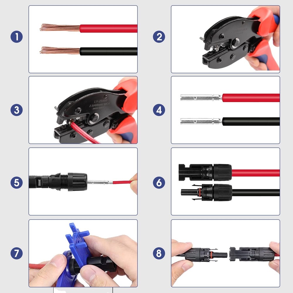 YXGOOD Solar Crimping Tool for Panel Cable with 12 Pairs Solar...